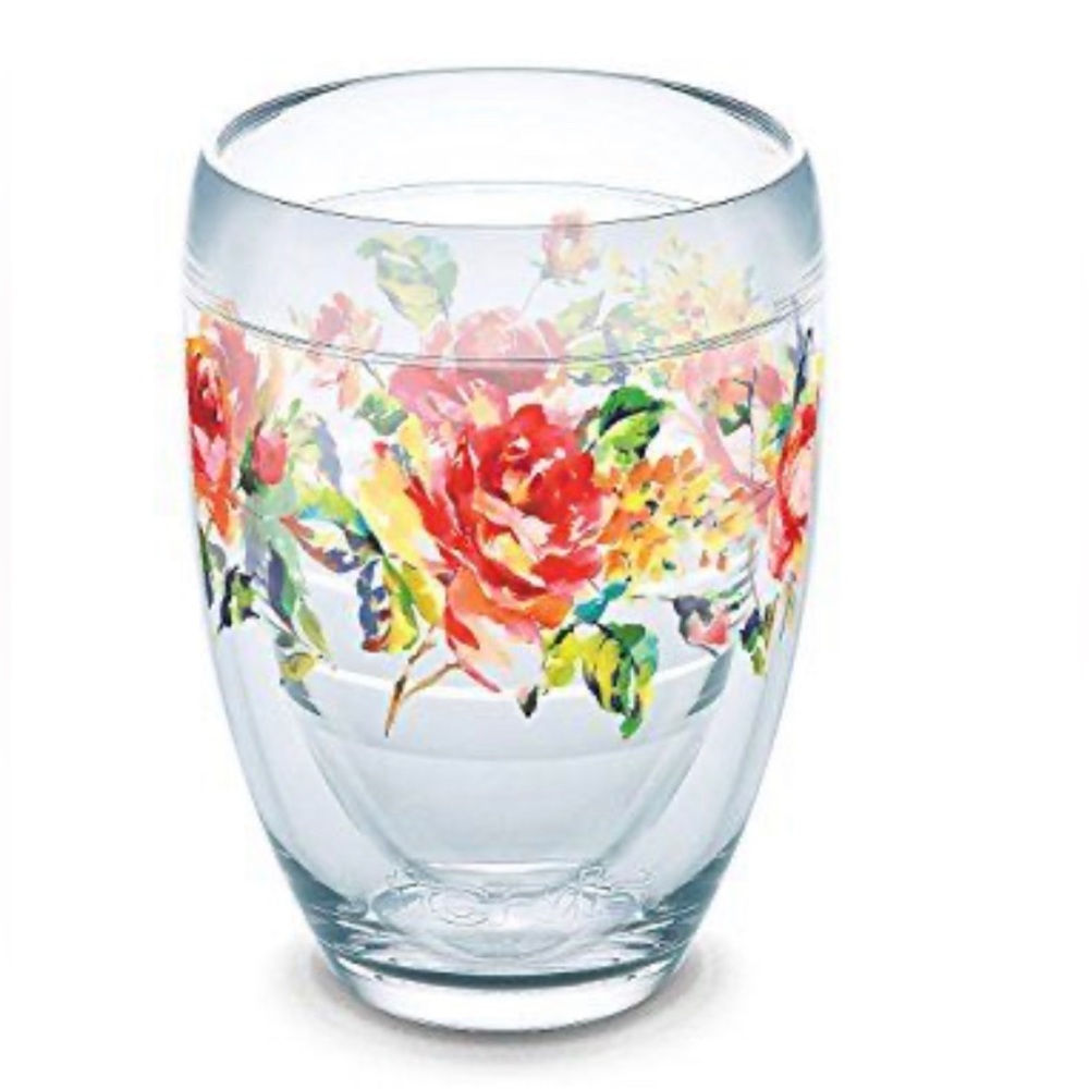 TWO Tervis Fiesta-Floral Bouquet Insulated Tumbler 9 oz Stemless Wine Glass